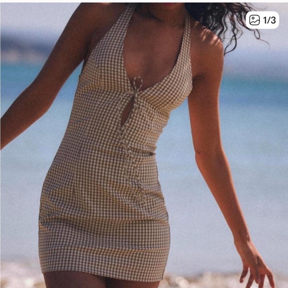 Zara Dresses & Skirts - Zara Brown and White Checkered Halter Dress